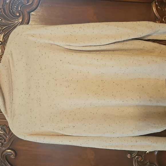Talbots Pure Cashmere Cream Tweed Turtleneck Sweater Large - Picture 1 of 4